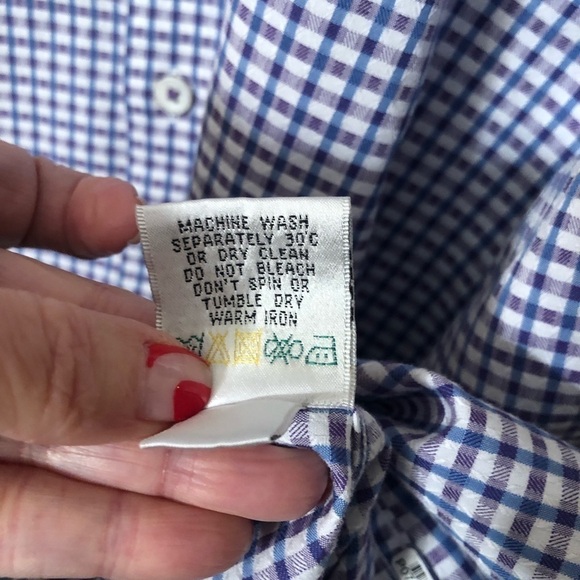 Bugatchi Blue/Purple Checkered Shaped Fit Button Down Sz M NWOT - Picture 5 of 7